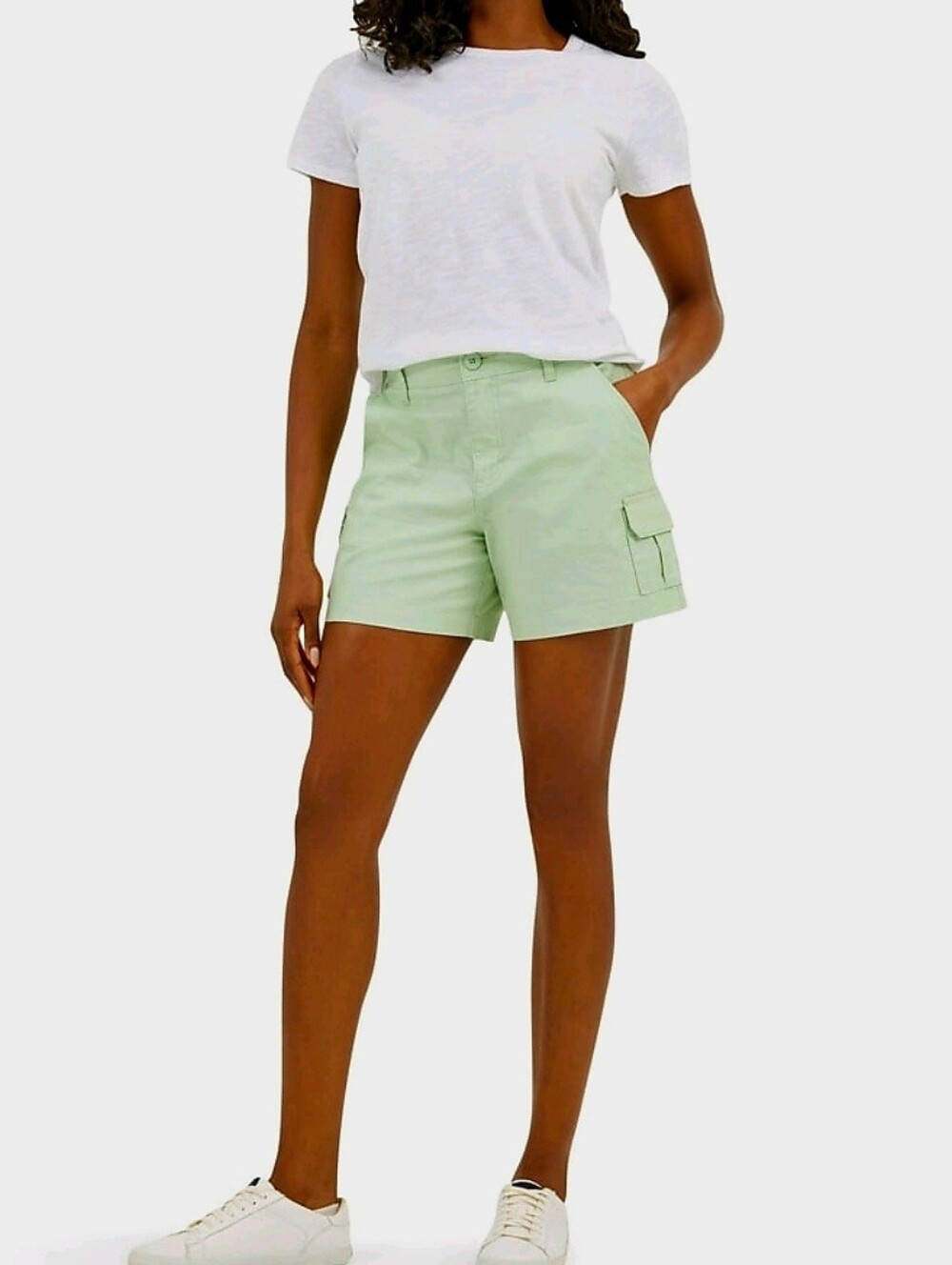 New Lee Women's Comfort Waist 5" summer soft sage cotton Cargo Shorts, Size XXL - Picture 2 of 12